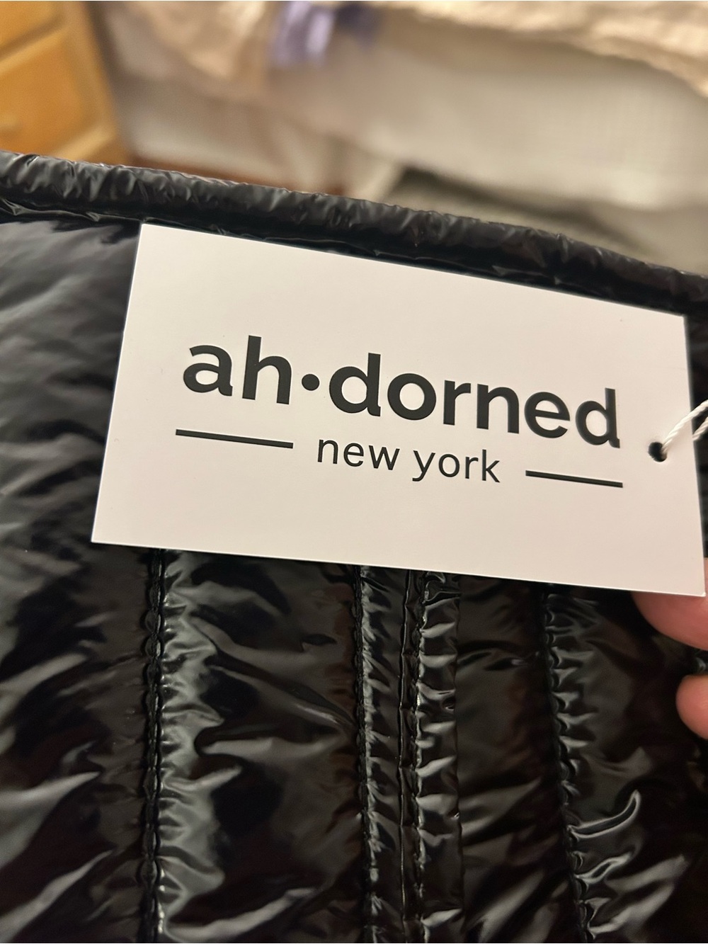 ah-dorned New York Black Quilted Glossy Crossbody Bag